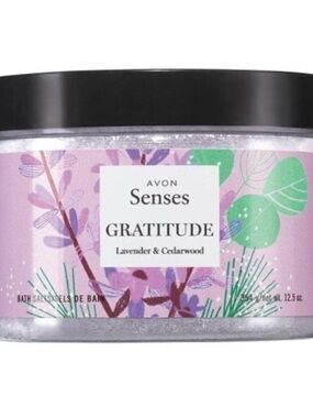 NEW Avon Senses Gratitude Lavender & Cedarwood Bath Salts 12.5 oz Jar
